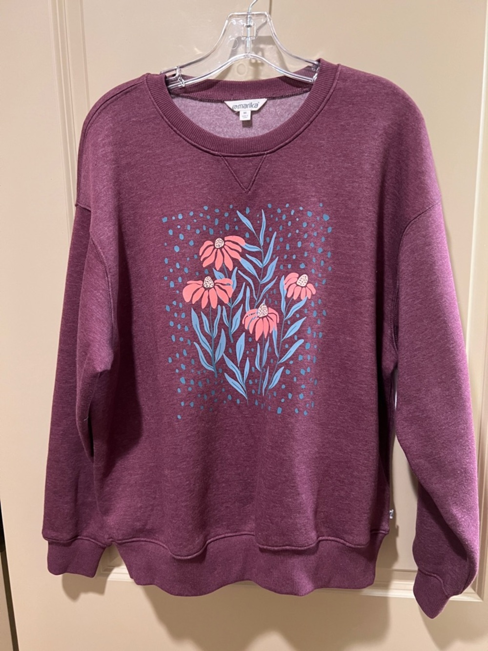 Marika Plum Crewneck Sweatshirt with Pink & Blue Floral Graphic